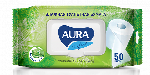 Туалетная бумага влажн. AURA Ultra comfort №50 Ромашка с крыш. Производитель: Россия